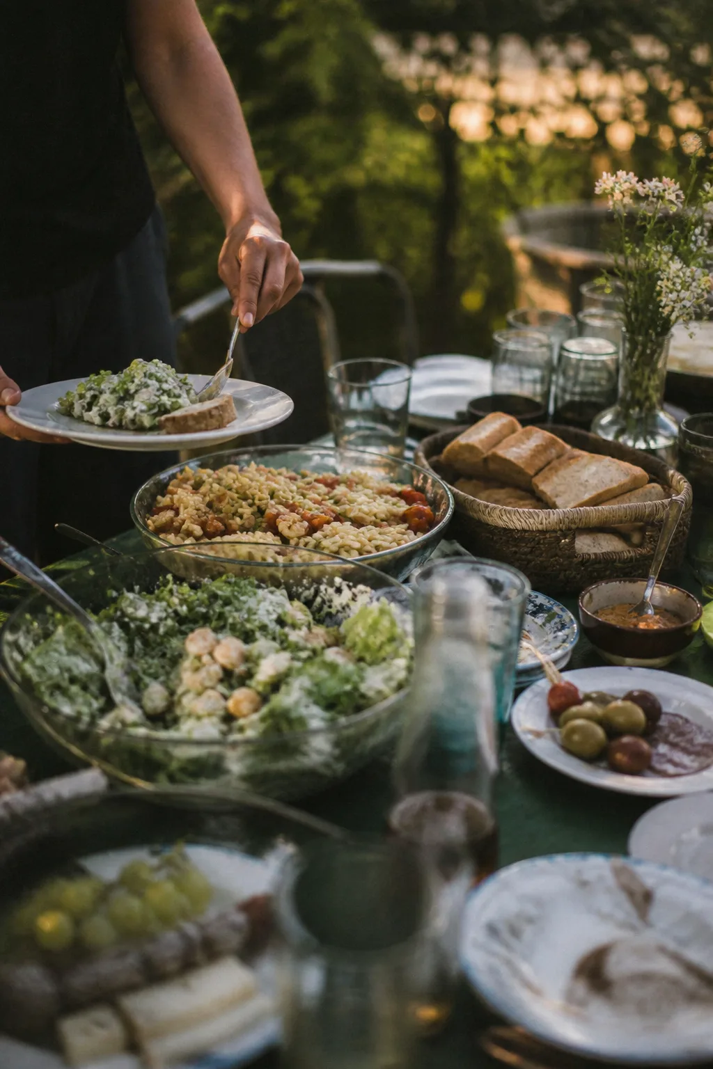 Buffet für eine gemischte Feier mit serviertem Essen