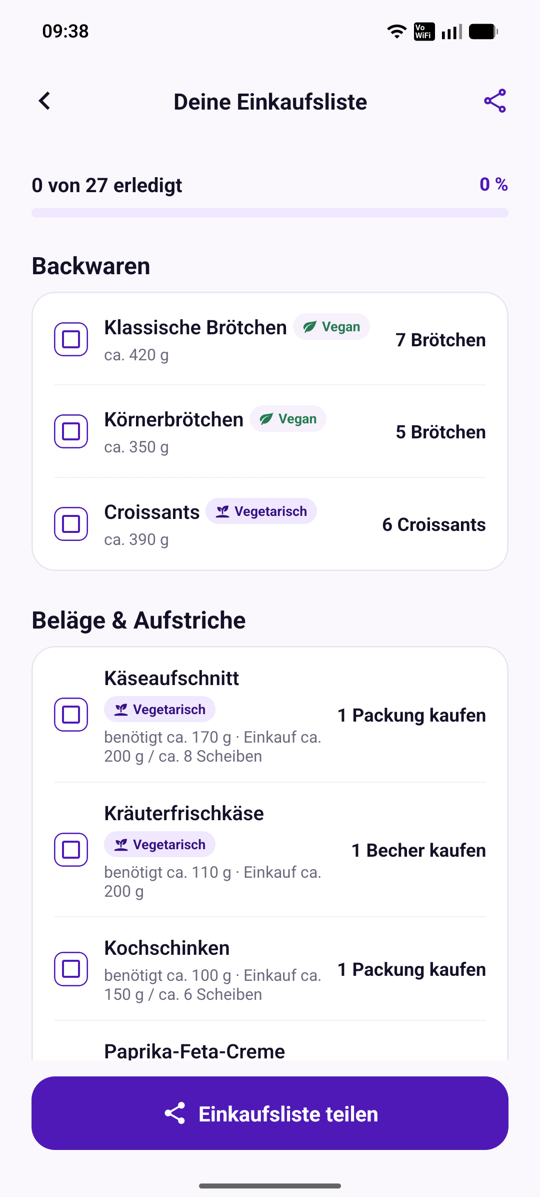 PlanParty Beim Einkaufen einfach abhaken