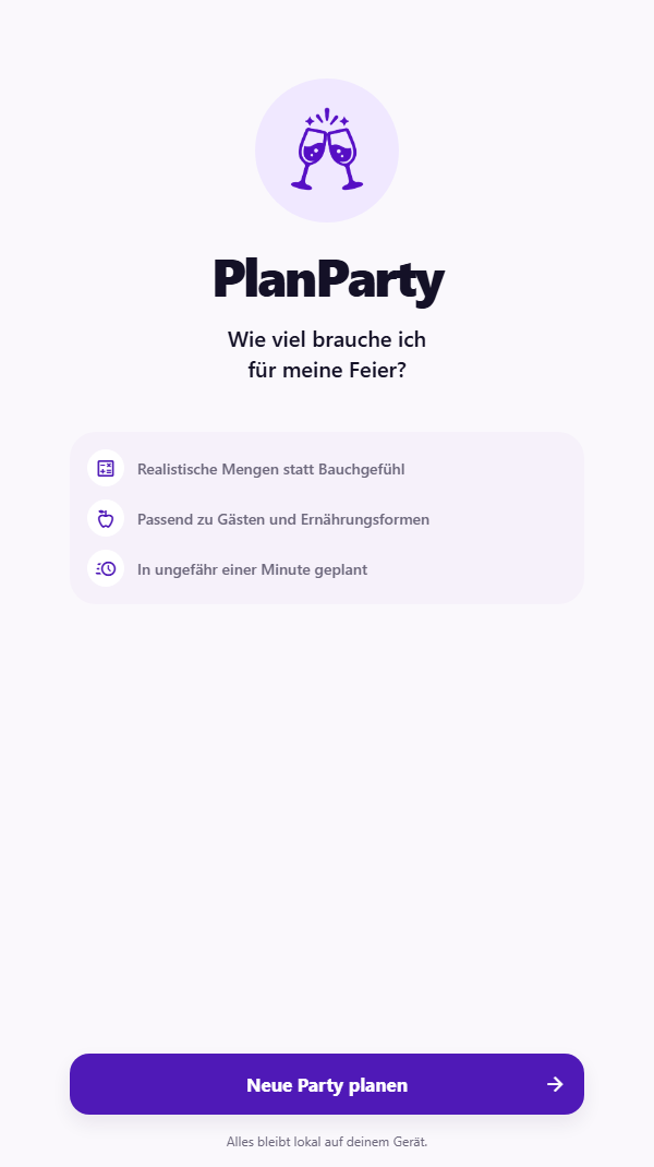 PlanParty Schnell starten